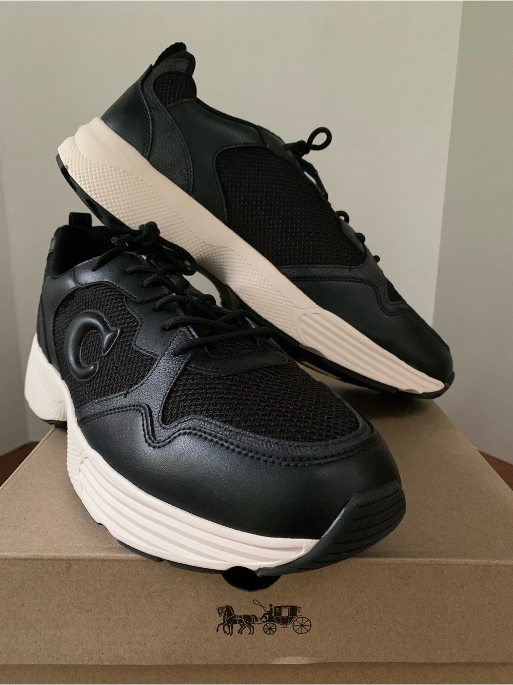 👀Coach Strider Black Leather Men's Low Top Sneakers (CY250) New with box